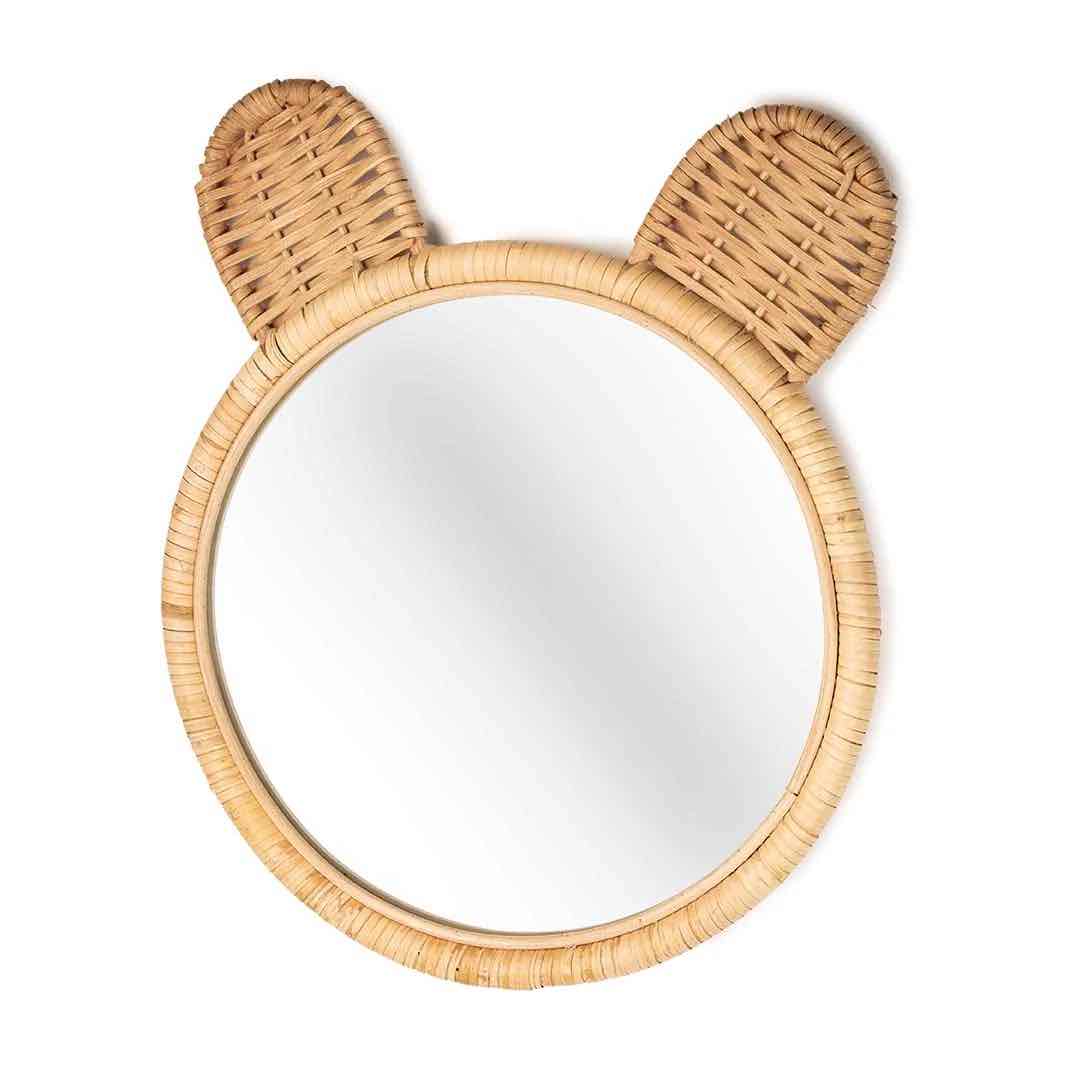 Round Bear Rattan Mirror  MR334128